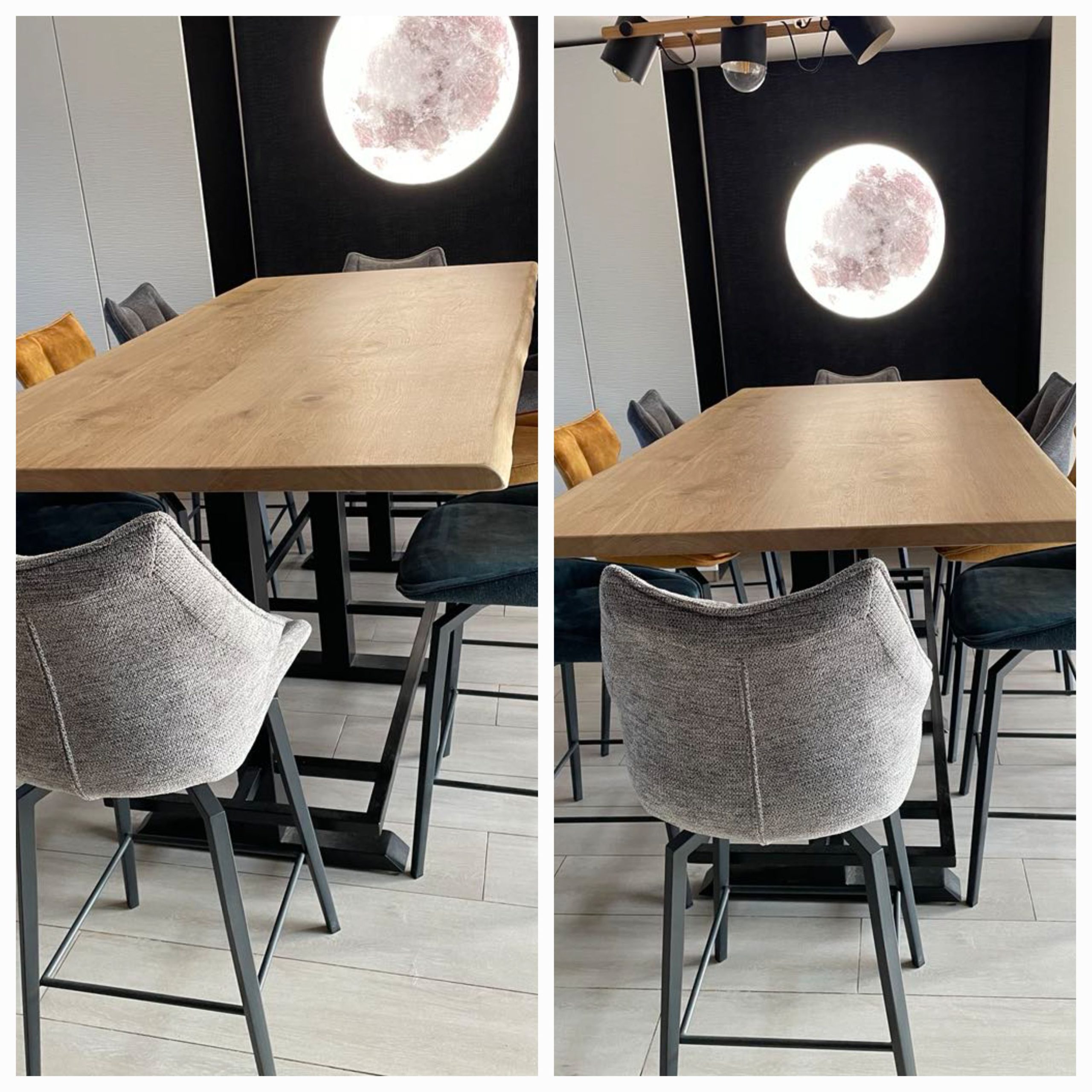table haute table haute pied bar métal sur mesure plateau en chene massif