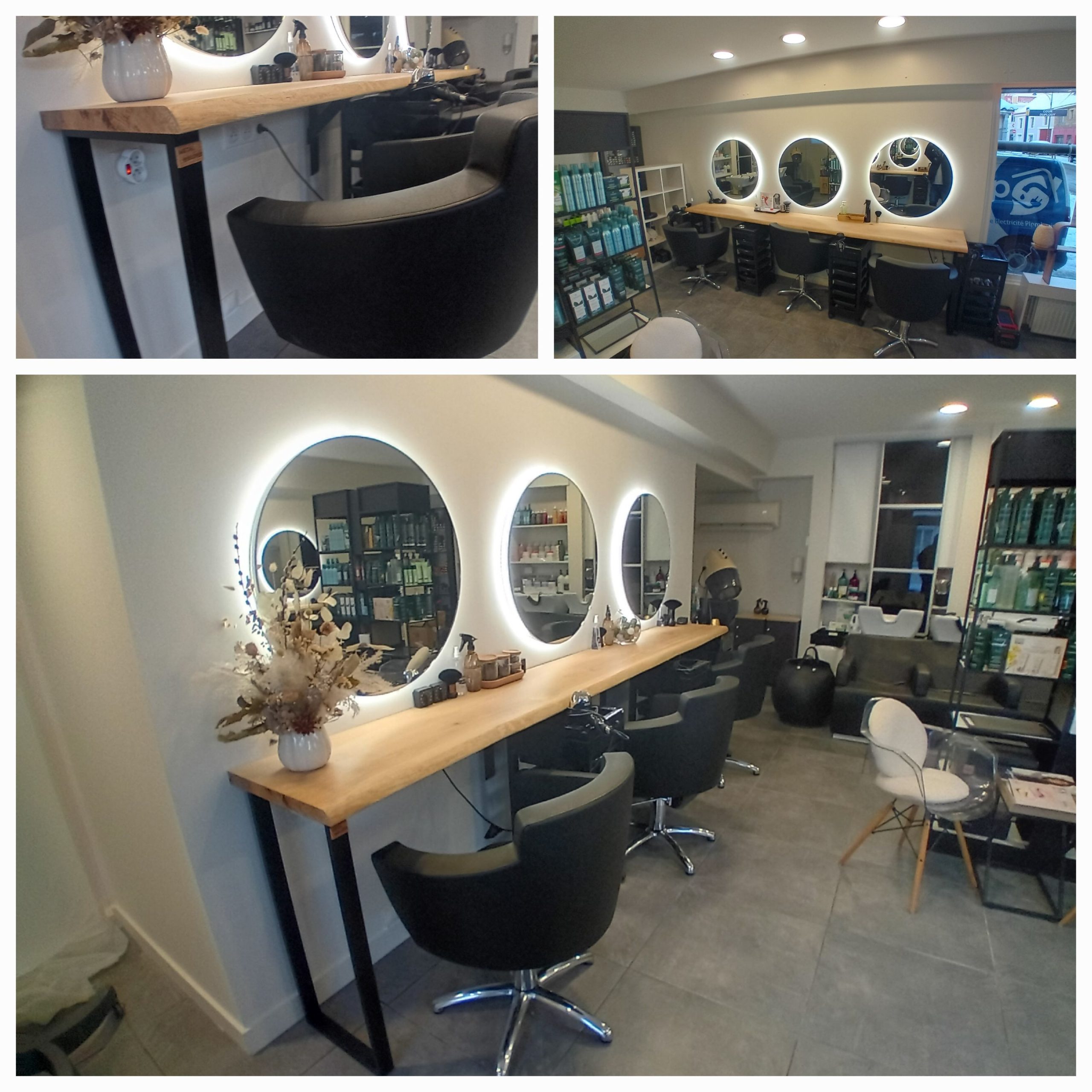 plan de travail salon de coiffure aménagement intérieur d'un salon de coiffure à Villeneuve d'Ascq